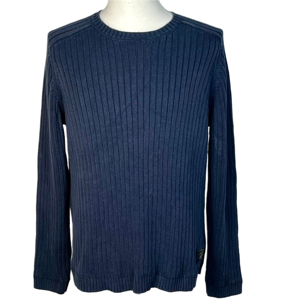 Polo Jeans Co. Ralph Lauren Cotton Ribbed Sweater Navy XXL Vtg Minimalist